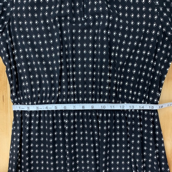 Old Navy Long Sleeve Waisted Black Printed Dress Sz L - Picture 9 of 10